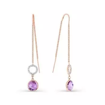 Серьги с аметистами и фианитами Линии Любви