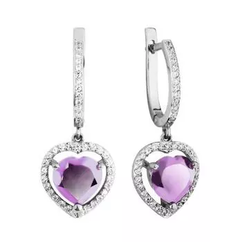 Серьги с аметистами и фианитами Линии Любви
