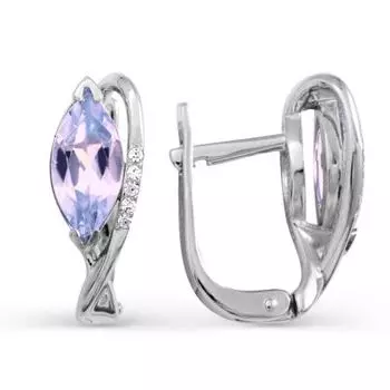 Серьги с аметистами и фианитами Линии Любви