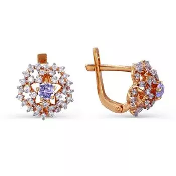 Серьги с аметистами и фианитами Линии Любви