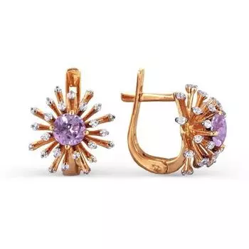 Серьги с аметистами и фианитами Линии Любви