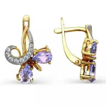 Серьги с аметистами и фианитами Линии Любви
