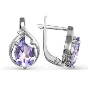 Серьги с аметистами и фианитами Линии Любви