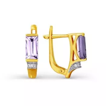 Серьги с аметистами и фианитами Линии Любви