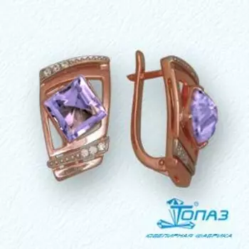 Серьги с аметистами и фианитами Линии Любви