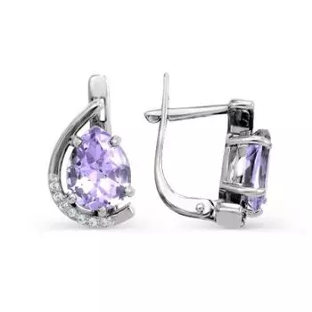 Серьги с аметистами и фианитами Линии Любви