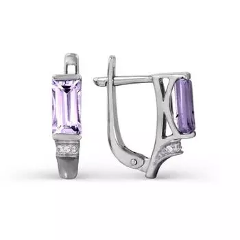 Серьги с аметистами и фианитами Линии Любви