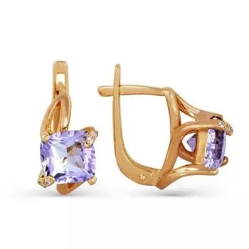 Серьги с аметистами и фианитами Линии Любви