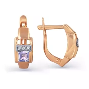 Серьги с аметистами и фианитами Линии Любви