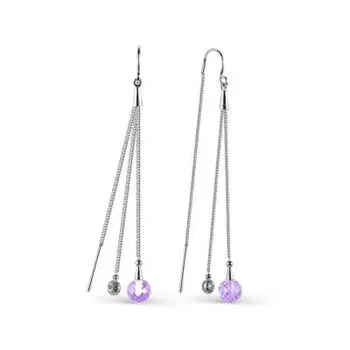 Серьги с аметистами и фианитами Линии Любви
