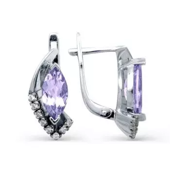 Серьги с аметистами и фианитами Линии Любви