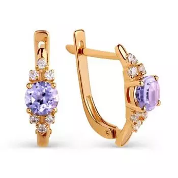 Серьги с аметистами и фианитами Линии Любви