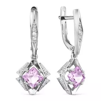 Серьги с аметистами и фианитами Линии Любви