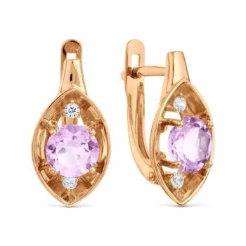 Серьги с аметистами и фианитами Линии Любви