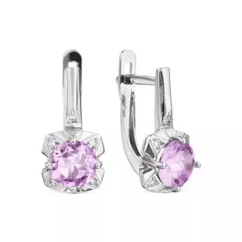 Серьги с аметистами и фианитами Линии Любви