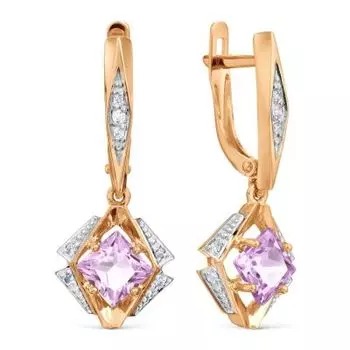 Серьги с аметистами и фианитами Линии Любви