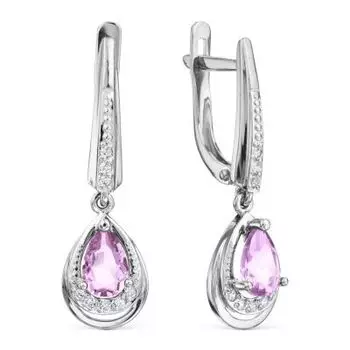 Серьги с аметистами и фианитами Линии Любви
