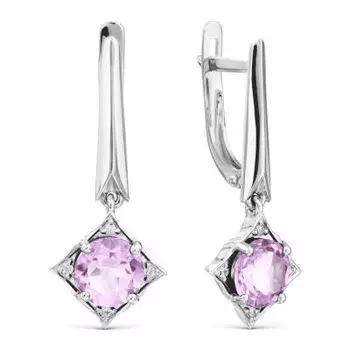 Серьги с аметистами и фианитами Линии Любви