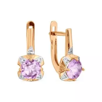 Серьги с аметистами и фианитами Линии Любви