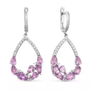 Серьги с аметистами и фианитами Линии Любви