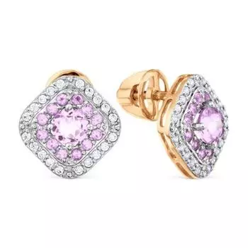 Серьги с аметистами и фианитами Линии Любви