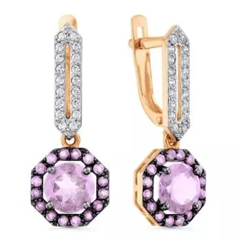 Серьги с аметистами и фианитами Линии Любви