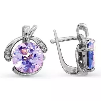 Серьги с аметистами и фианитами Линии Любви