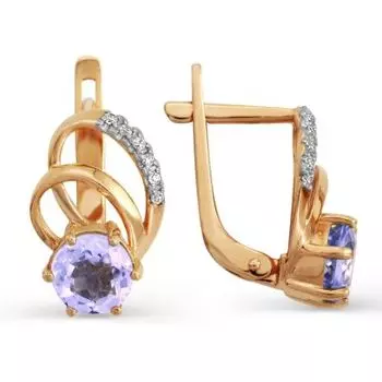 Серьги с аметистами и фианитами Линии Любви