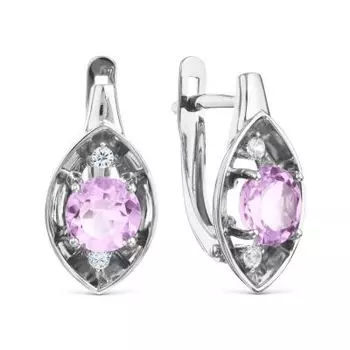 Серьги с аметистами и фианитами Линии Любви
