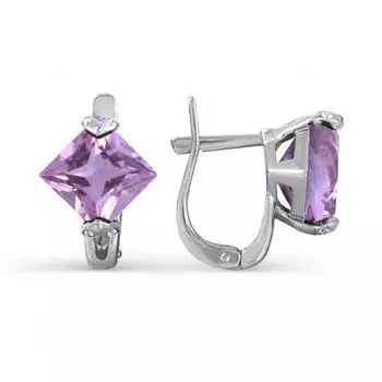 Серьги с аметистами и фианитами Линии Любви