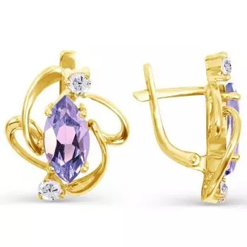 Серьги с аметистами и фианитами Линии Любви