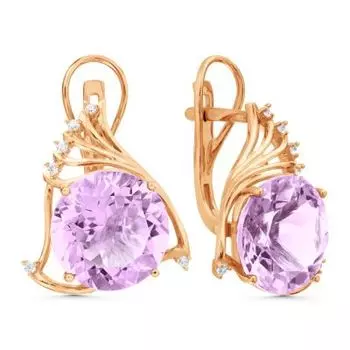Серьги с аметистами и фианитами Линии Любви