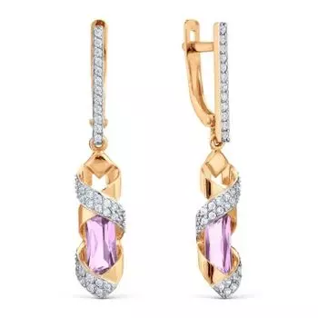 Серьги с аметистами и фианитами Линии Любви