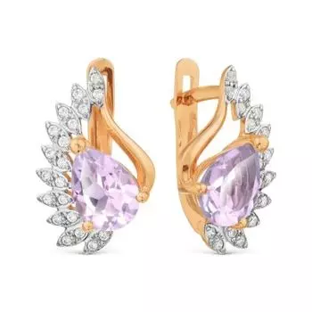 Серьги с аметистами и фианитами Premiums Линии Любви