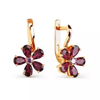 Серьги с аметистами и родолитами Линии Любви