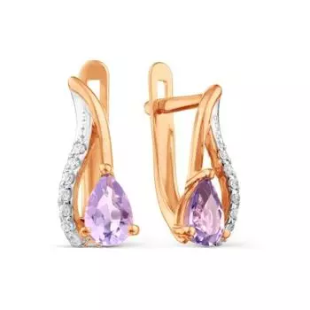Серьги с аметистами и Swarovski Zirconia Линии Любви