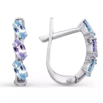 Серьги с аметистами и топазами Линии Любви