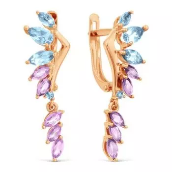 Серьги с аметистами и топазами Линии Любви