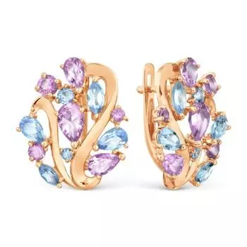 Серьги с аметистами и топазами Линии Любви