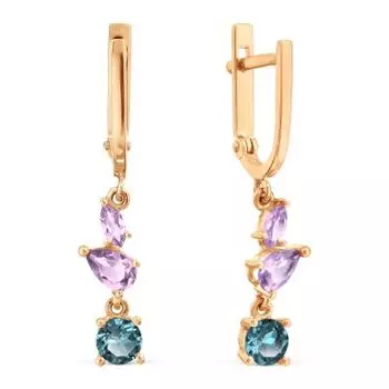 Серьги с аметистами и топазами Линии Любви