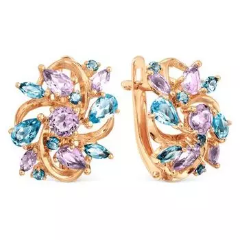 Серьги с аметистами и топазами Линии Любви