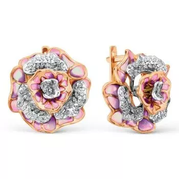 Серьги с бриллиантами и эмалью Линии Любви