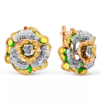 Серьги с бриллиантами и эмалью Линии Любви