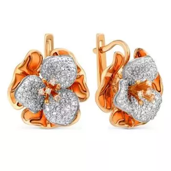 Серьги с бриллиантами и эмалью Линии Любви