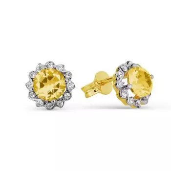 Серьги с цитринами и фианитами Линии Любви