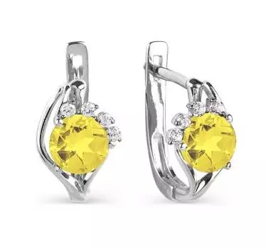 Серьги с цитринами и фианитами Линии Любви