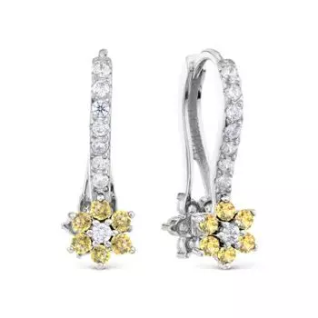 Серьги с цитринами и фианитами Линии Любви