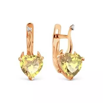 Серьги с цитринами и фианитами Линии Любви