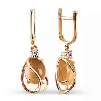 Серьги с цитринами и фианитами Линии Любви