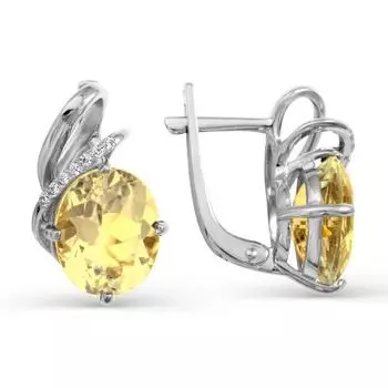Серьги с цитринами и фианитами Линии Любви
